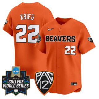 Jacob Krieg Jersey #22 Oregon State Beavers 2025 World Series Stitched Orange