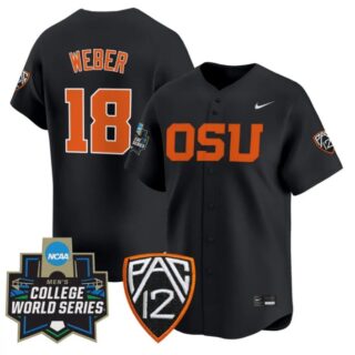 Wilson Weber Jersey #18 Oregon State Beavers 2025 World Series Stitched Black