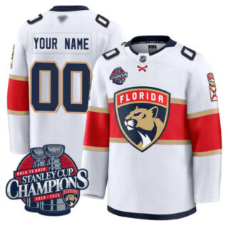 Custom Florida Panthers Jersey 2025 Stanley Cup Back To Back Champions White