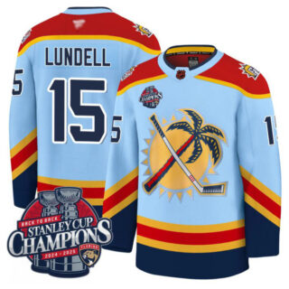 Anton Lundell Jersey #15 Florida Panthers 2025 Stanley Cup Back To Back Blue