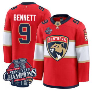 Sam Bennett Jersey #9 Florida Panthers 2025 Stanley Cup Back To Back Red
