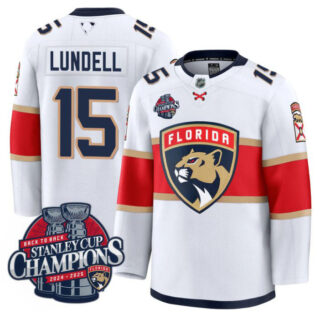 Anton Lundell Jersey #15 Florida Panthers 2025 Stanley Cup Back To Back White