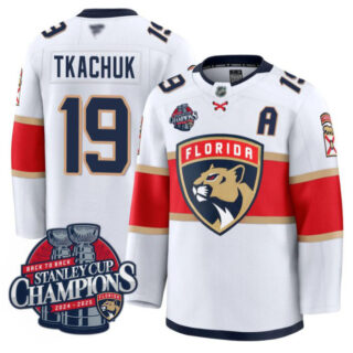 Matthew Tkachuk Jersey #19 Florida Panthers 2025 Stanley Cup Back To Back White