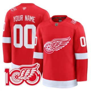 Custom Detroit Red Wings Jersey 100th Anniversary Premium Stitched Red