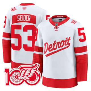 Moritz Seider Jersey #53 Detroit Red Wings 100th Anniversary Stitched Stadium