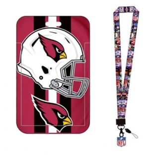 Arizona Cardinals ID Stickers Badge Holder with Lanyard, Hard Plastic Key Card Work Badge Sleeve for Office, School, Factory, ID Credit Cards Proximity Ke