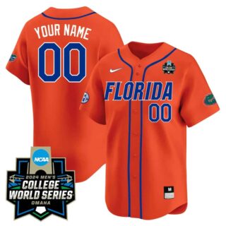 Custom Florida Gators 2324 Jersey 2024 College World Series Patch All Stitched Florida Orange