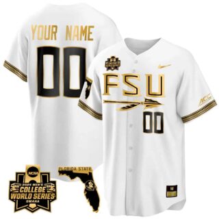 Custom Florida State Seminoles 2024 College World Series Vapor Premier Limited White Gold Jersey V2 All Stitched