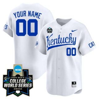 Custom Kentucky Wildcats 2324 Jersey 2024 College World Series Patch All Stitched Kentucky White