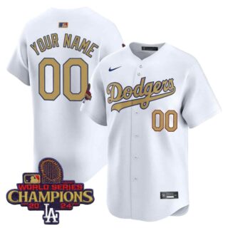 Custom Men's Dodgers 2025 Gold Vapor Premier Limited Jersey All Stitched White