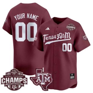 Custom Texas A&M Aggies 2025 SEC Softball Conference Tournament Champions Patch Vapor Premier Limited Maroon Jersey All Stitched