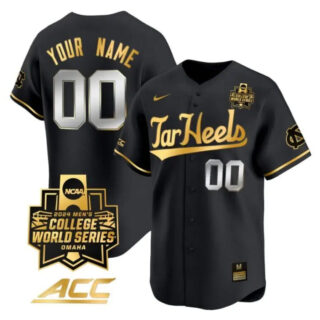 Custom North Carolina Tar Heels Jersey 2024 College World Series Vapor Premier Limited NCAA Baseball Stitched Black Gold