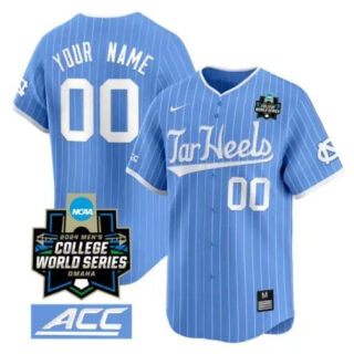 Custom North Carolina Tar Heels Jersey 2024 College World Series Vapor Premier Limited NCAA Baseball Stitched Blue Pinstripe