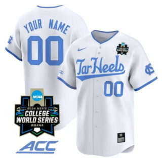 Custom North Carolina Tar Heels Jersey 2024 College World Series Vapor Premier Limited NCAA Baseball Stitched White