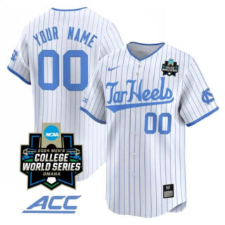 Custom North Carolina Tar Heels Jersey 2024 College World Series Vapor Premier Limited NCAA Baseball Stitched White Pinstripe