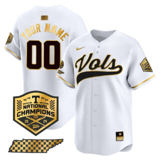 Custom Tennessee Volunteers 2024 Champions Vapor Premier Limited baseball Jersey All Stitched White Gold