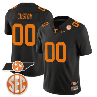 Custom Tennessee Volunteers Checkerboard & Alternate Custom Jersey V2 All Stitched Black