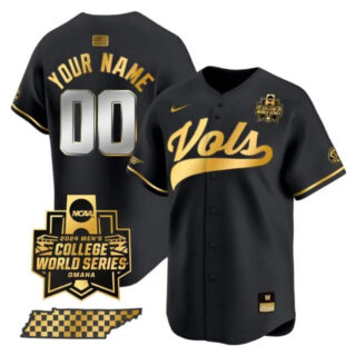 Custom Tennessee Volunteers Jersey 2024 College World Series Vapor Premier Limited V2 NCAA Baseball Stitched Black Gold