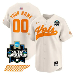 Custom Tennessee Volunteers Jersey 2024 College World Series Vapor Premier Limited V2 NCAA Baseball Stitched Cream