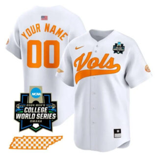 Custom Tennessee Volunteers Jersey 2024 College World Series Vapor Premier Limited V2 NCAA Baseball Stitched White
