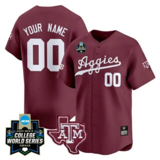 Custom Texas A&M Aggies 2024 College World Series Vapor Premier Limited NCAA Baseball Maroon Stitched Jersey