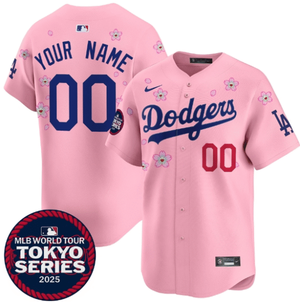Dodgers Tokyo Series 2025 Vapor Premier Limited Custom Jersey Stitched Cherry Blossom