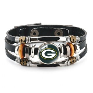 Green Bay Packers- NFL Pro football team jewel cowhide bracelet leather hand jewelry