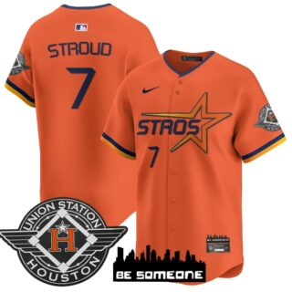 Men's Houston Astros 2025 City Connect Vapor Premier Limited Jersey All Stitched Orange CJ Stroud #7