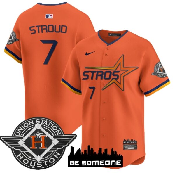 Men's Houston Astros 2025 City Connect Vapor Premier Limited Jersey All Stitched Orange CJ Stroud #7