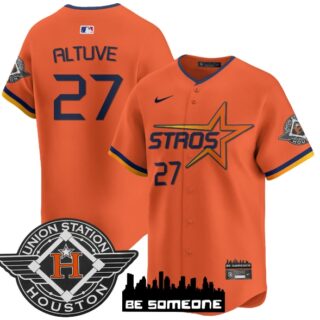 Men's Houston Astros 2025 City Connect Vapor Premier Limited Jersey All Stitched Orange Jose Altuve #27