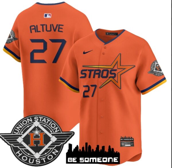 Men's Houston Astros 2025 City Connect Vapor Premier Limited Jersey All Stitched Orange Jose Altuve #27