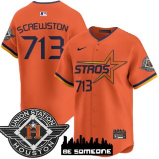 Men's Houston Astros 2025 City Connect Vapor Premier Limited Jersey All Stitched Orange Screwston #713