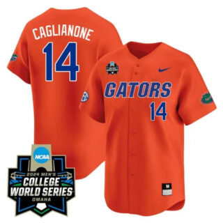 Jac Caglianone Jersey #14 Florida Gators 2024 College World Series Vapor Premier Limited NCAA Baseball Stitched Gators Orange
