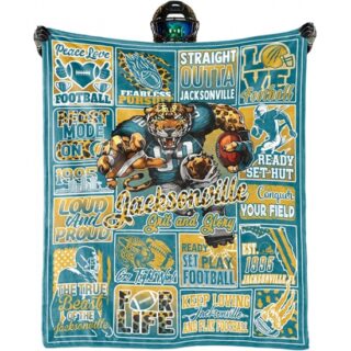 Jacksonville Jaguars Blanket Rugby Fan Gifts for Style Throw Blanket Flannel Super Cozy Soft Living Room 60 x 50