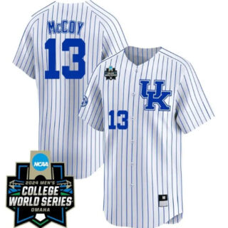 James McCOY Jersey #13 Kentucky Wildcats 2024 College World Series Vapor Premier Limited NCAA Baseball Stitched White Pinstripe