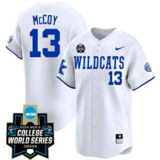 James McCOY Jersey #13 Kentucky Wildcats 2024 College World Series Vapor Premier Limited NCAA Baseball Stitched Wildcats White