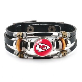 Kansas City Chiefs- NFL Pro football team jewel cowhide bracelet leather hand jewelry
