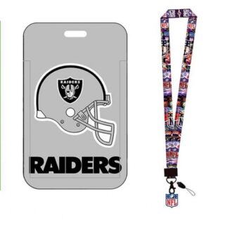 Las Vegas Raider ID Stickers Badge Holder with Lanyard, Hard Plastic Key Card Work Badge Sleeve for Office, -2