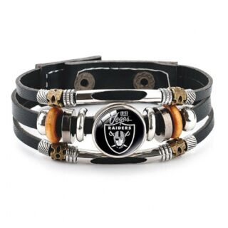 Las Vegas attackers- NFL Pro football team jewel cowhide bracelet leather hand jewelry