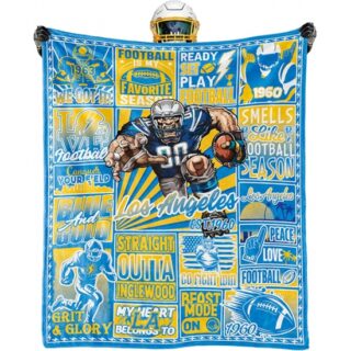 Los Angeles Lightning Blanket Rugby Fan Gifts for Style Throw Blanket Flannel Super Cozy Soft Living Room 60 x 50.