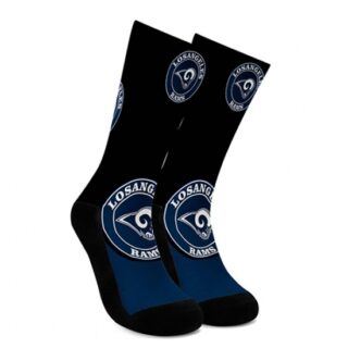 Los Angeles Rams For Bare Feet Men's NFL Stripe Deuce Performance Crew Socks