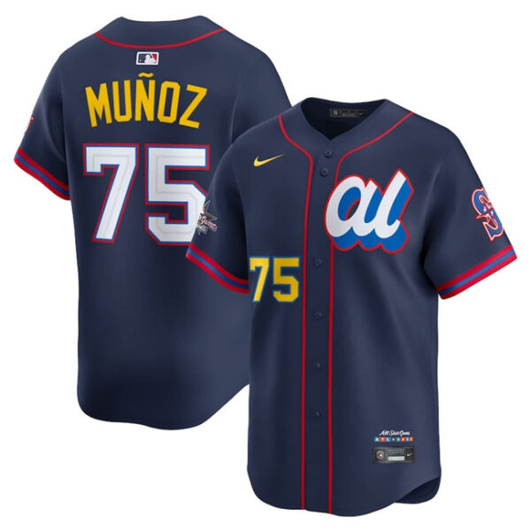 Men's American League #75 Andres Mu?oz Navy 2025 All-Star Edition Limited Stitched Baseball Jersey