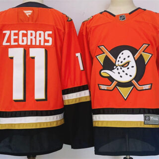 Men's Anaheim Ducks #11 Trevor Zegras Orange Black 2024-25 Stitched Jersey