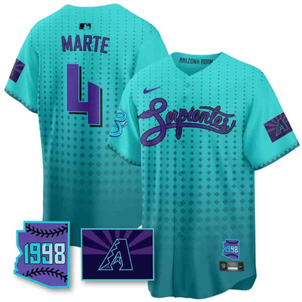 Men's Arizona Diamondbacks Purple for Second ??Serpientes?? City Connect Jersey All Stitched Ketel Marte #4