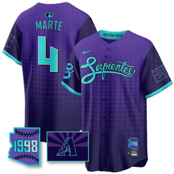 Men's Arizona Diamondbacks Purple for Second ??Serpientes?? City Connect Jersey All Stitched Ketel Marte #4
