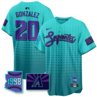 Men's Arizona Diamondbacks Purple for Second 'Serpientes' City Connect Jersey All Stitched Luis Gonzalez #20