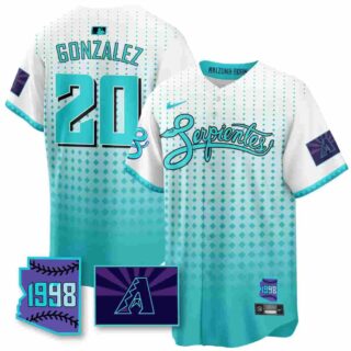 Men's Arizona Diamondbacks Purple for Second 'Serpientes' City Connect Jersey All Stitched Luis Gonzalez #20