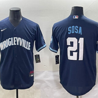 Men's Chicago Cubs #21 Sammy Sosa Navy City Connect Stitched Baseball Jersey