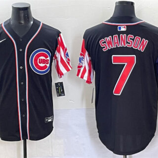 Men's Chicago Cubs #7 Dansby Swanson Black 2025 Independence Day Vapor Premier Limited Stitched Baseball Jersey