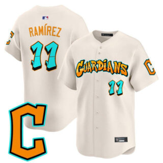 Men's Cleveland Guardians #11 Jose Ramirez Cream Graffiti Barrio Edition Vapor Limited Stitched Baseball Jersey